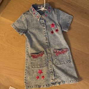 Girls Denim Button-Front Dress